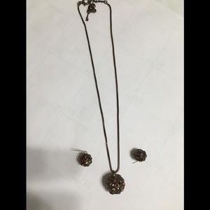 Fossil “disco ball” necklace and earrings